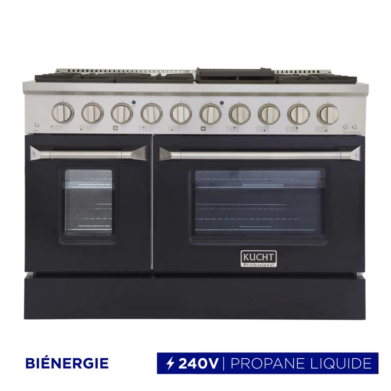Kucht - 48 po Série KDF Cuisinière Pro Style à double combustible - Acier inoxydable/Noir