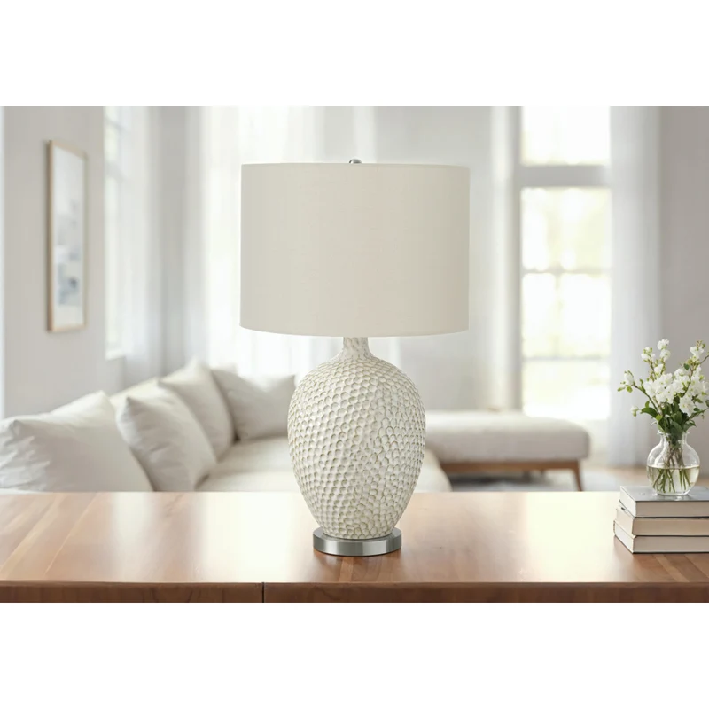 Monarch Specialties 28" H Contemporary Table Lamp - Cream Ceramic / Ivory / Cream Shade