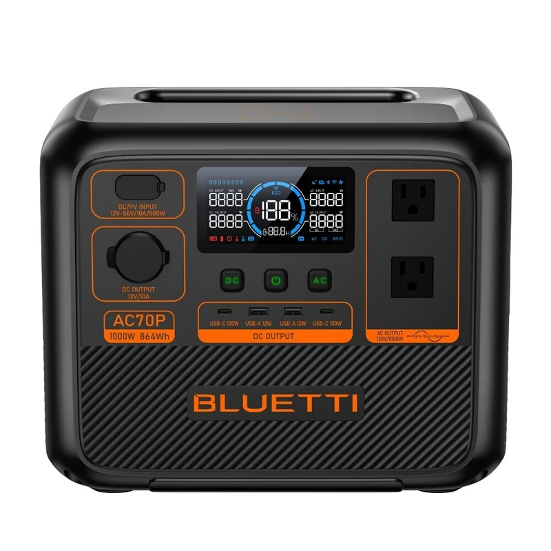 Bluetti - Centrale électrique portative Premium Série AC70P et panneau solaire SP200L