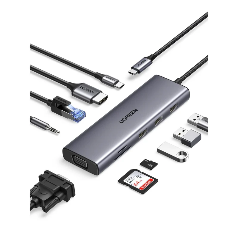 UGREEN - Hub USB-C Revodok 10 en 1 pour deux écrans