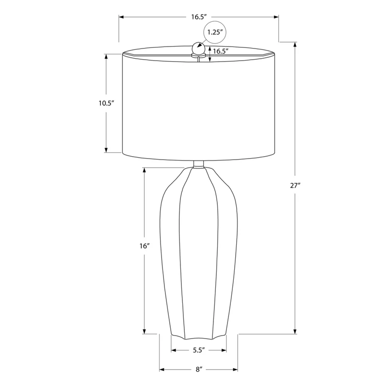 Monarch Specialties - Luminaire - 27 po H Lampe De Table - Crème Céramique - Abat-Jour Ivoire / Crème - Moderne
