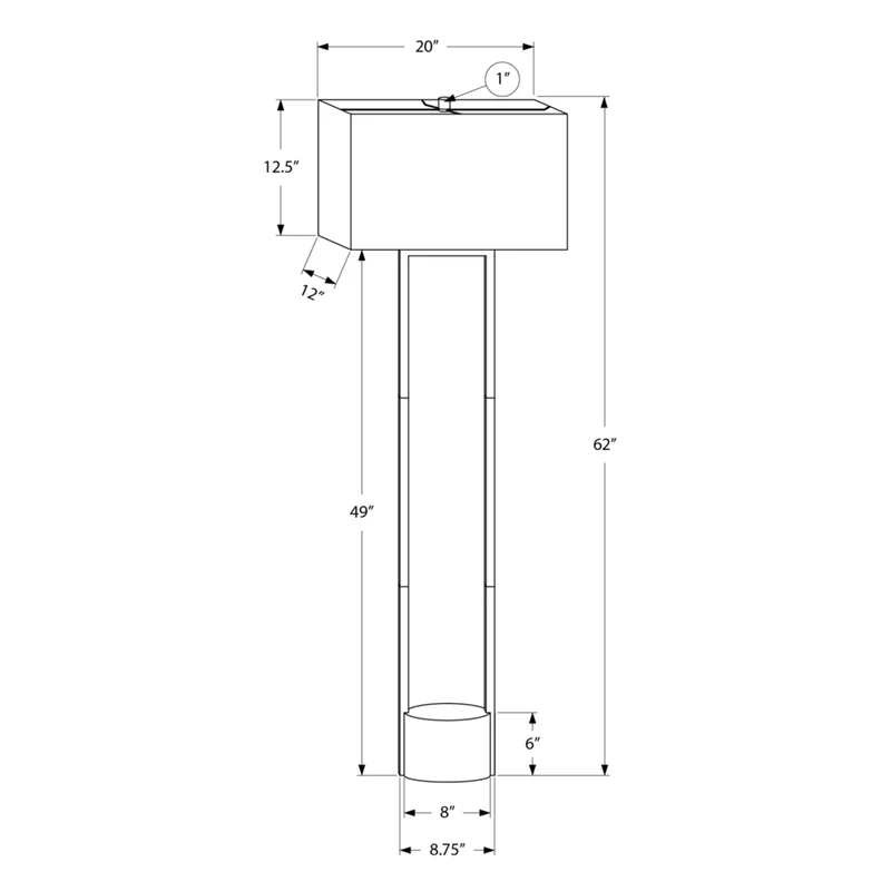 Monarch Specialties - Luminaire - 62 po H Lampadaire - Métal Noir - Abat-Jour Ivoire / Crème - Contemporain