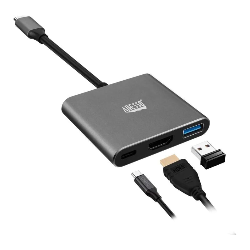 Adesso3-in-1 USB-C Multi-Port Docking Station with HDMI 4K - USB 3.0 & USB-C