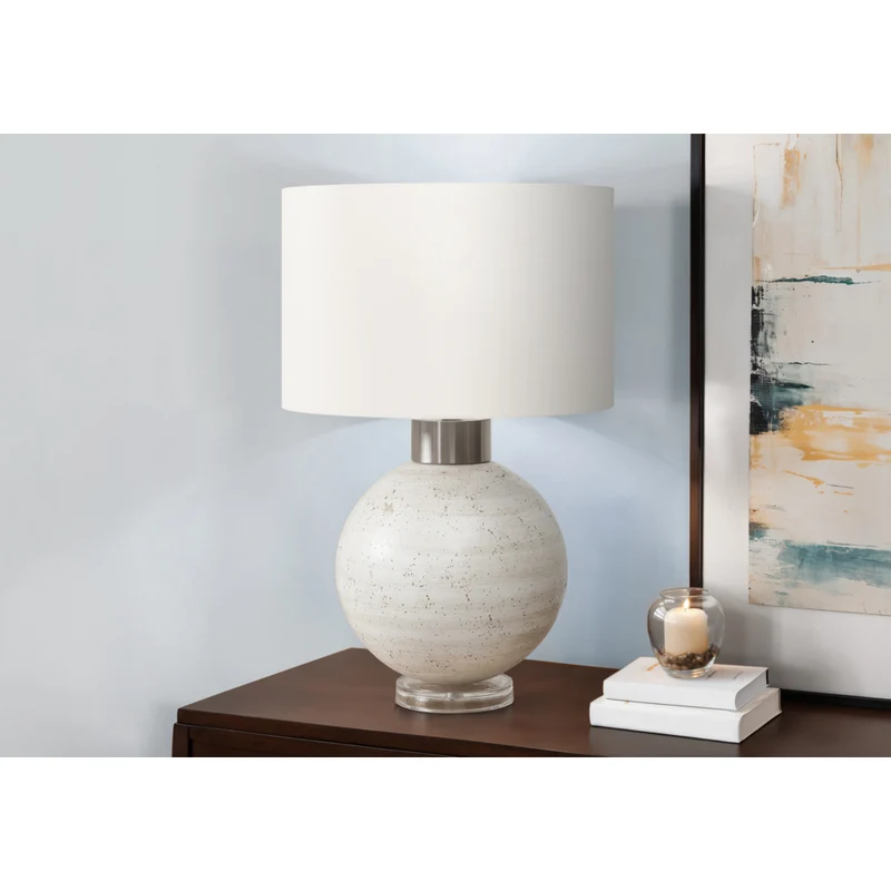 Monarch Specialties 27" H Contemporary Table Lamp - Beige Resin / Ivory / Cream Shade