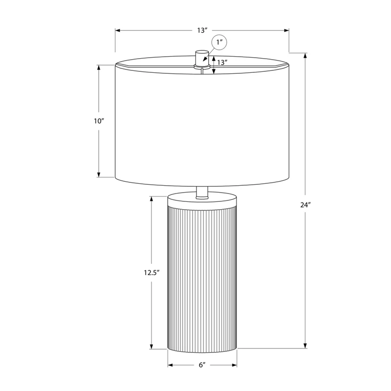 Monarch Specialties - Luminaire - 24 po H Lampe De Table - Béton Noir - Abat-Jour Ivoire / Crème - Moderne