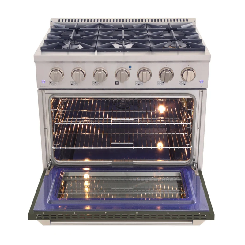 Kucht 36" KNG Series Pro Style Natural Gas Range - Stainless Steel/Olive Green