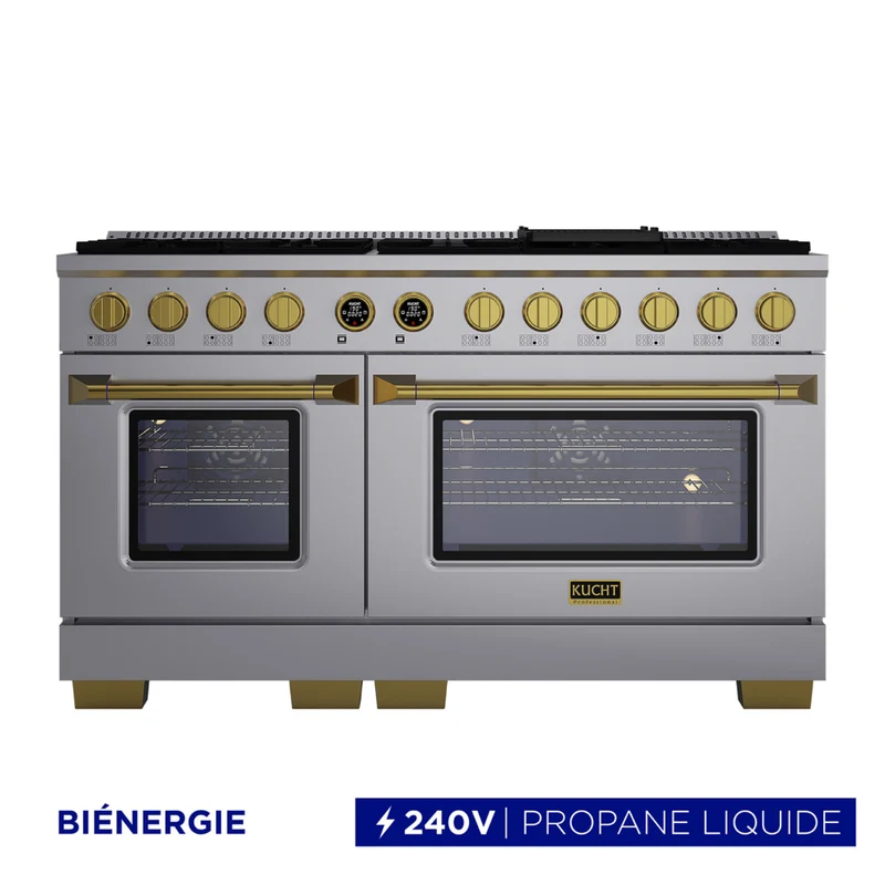 Kucht - 60 po Série KXP Cuisinière double énergie Propane - Acier inoxydable/Or