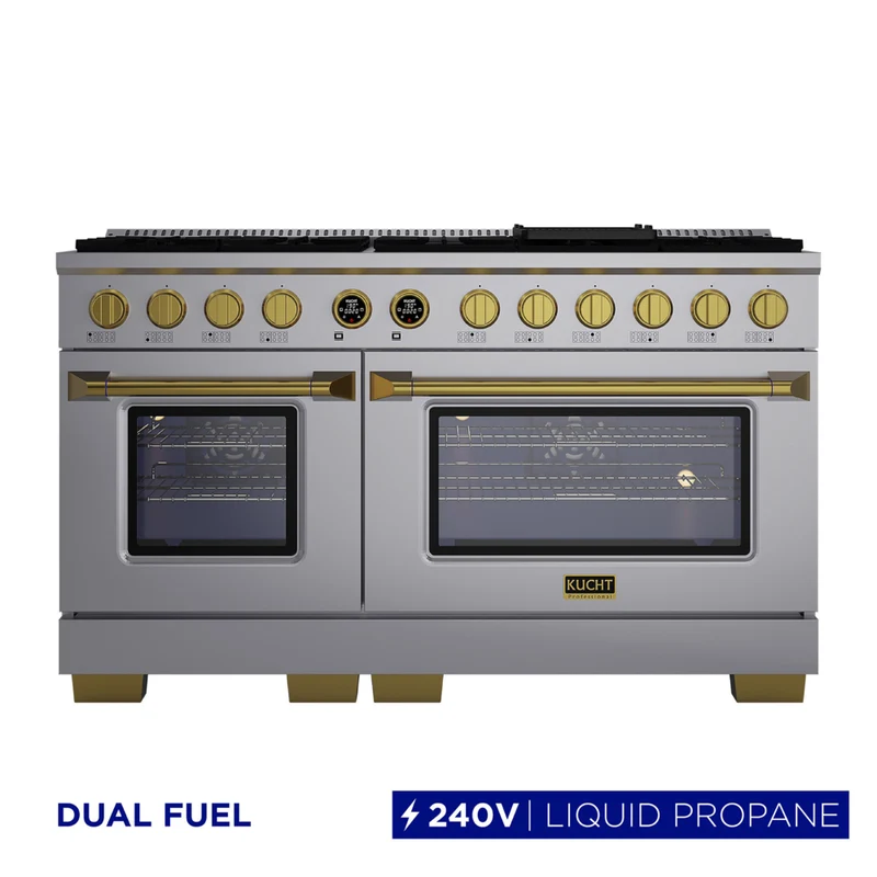 Kucht 60" KXP Series Dual Fuel Range Propane Gas - Stainless Steel/Gold