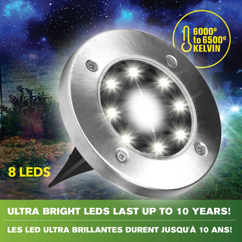 Bell + Howell - Lumières à disque à DEL pivotantes réglables - Paquet de 8
