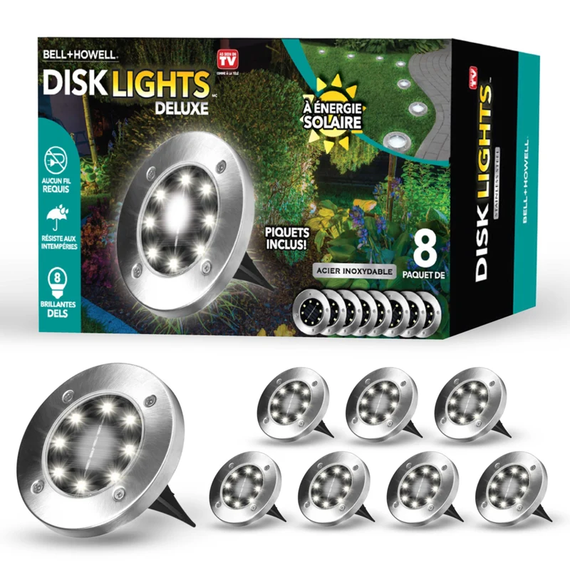 Bell + Howell Swivel Adjustable LED Disk Lights - 8 Pack