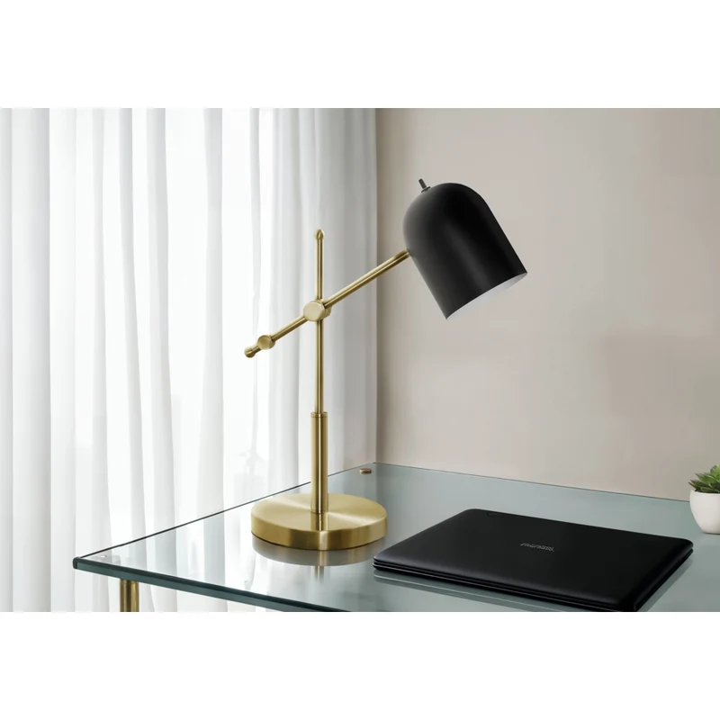 Monarch Specialties - Luminaire - 18 po H Lampe De Table - Métal En Laiton - Abat-Jour Noir - Contemporain
