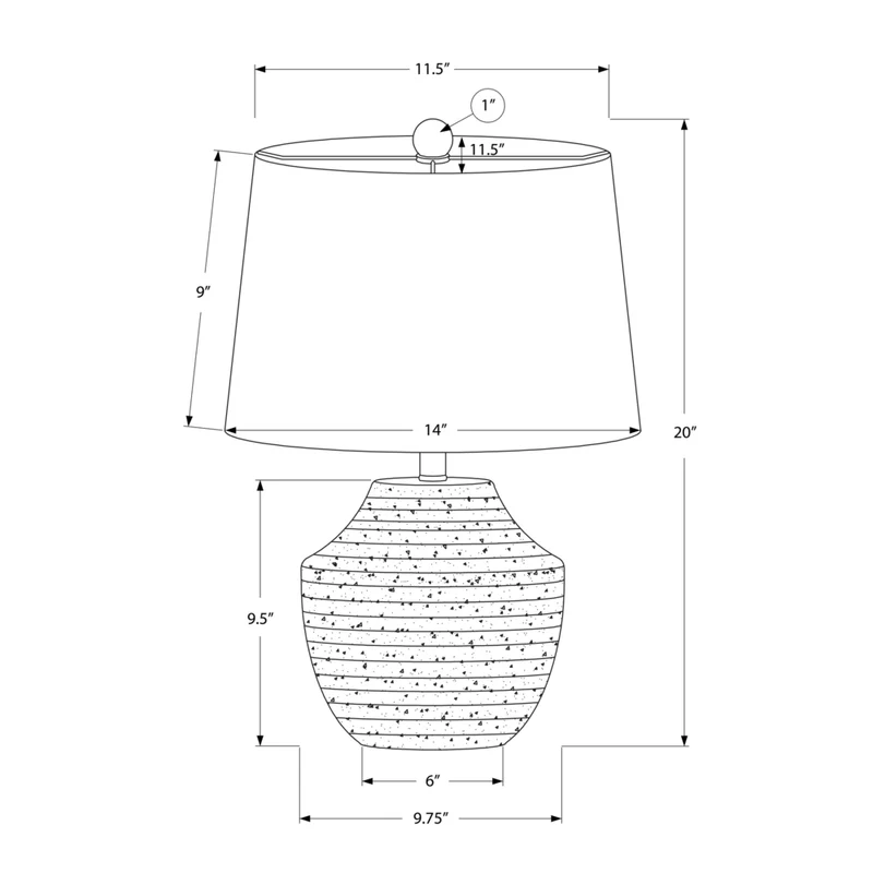 Monarch Specialties - Luminaire - 20 po H Lampe De Table - Béton Crème - Abat-Jour Ivoire / Crème - Moderne