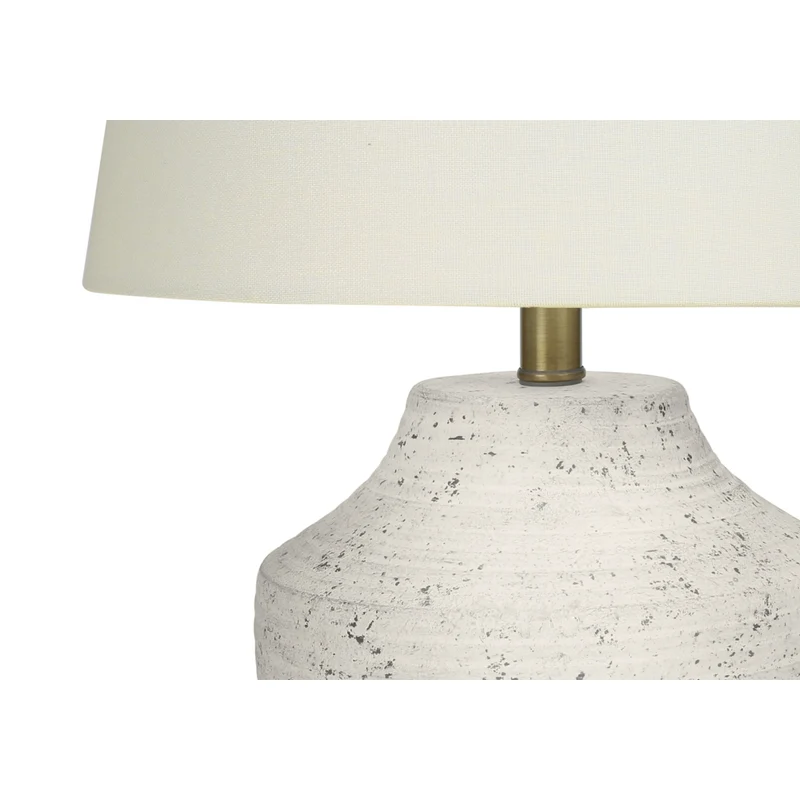 Monarch Specialties - Luminaire - 20 po H Lampe De Table - Béton Crème - Abat-Jour Ivoire / Crème - Moderne