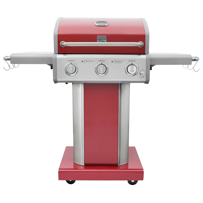 Kenmore 3 Burner Pedestal Gas Grill - Red