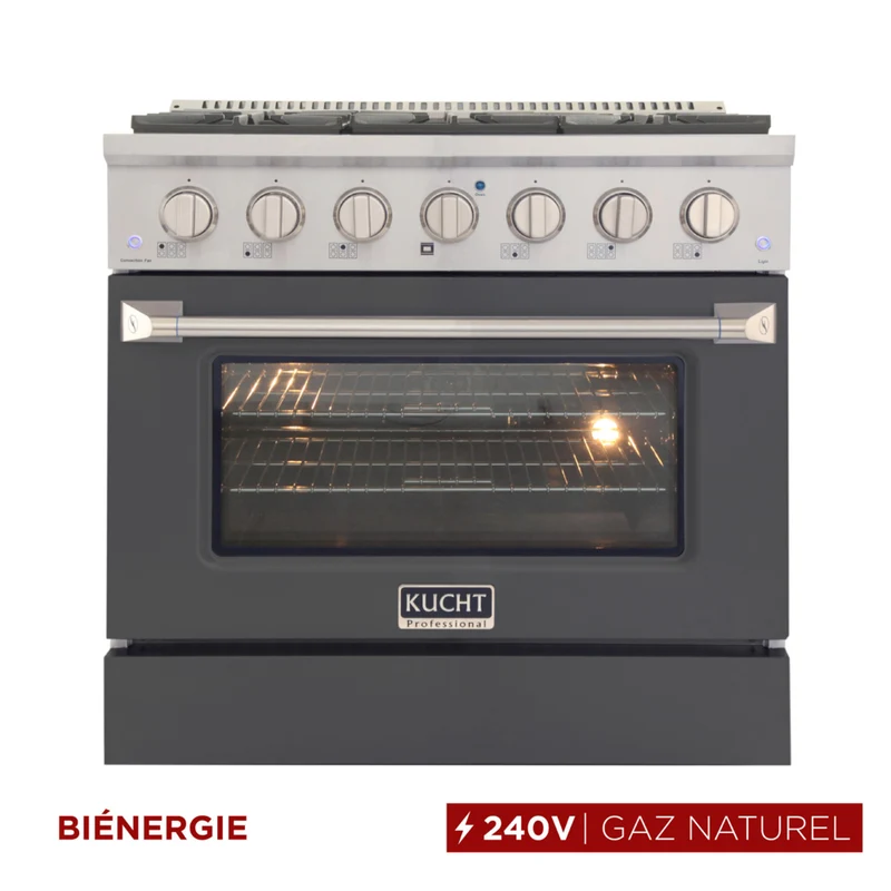 Kucht - 36 po Série KDF Cuisinière Pro Style au gaz naturel - Acier inoxydable/Gris ciment