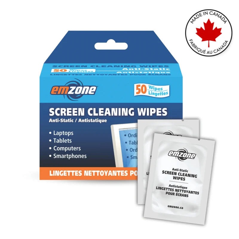 Emzone - Lingettes nettoyantes pour écran - 50 lingettes/paquet - Paquet de 12