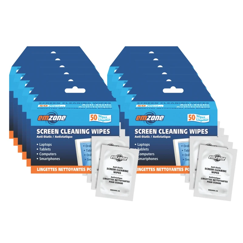 Emzone Screen Cleaning Wipes - 50 Wipes/Pack - 12 Pack