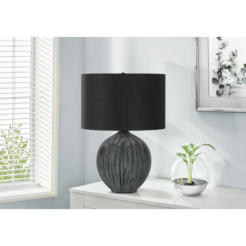 Monarch Specialties - Luminaire - 23 po H Lampe De Table - Céramique Noire - Abat-Jour Noir - Contemporain