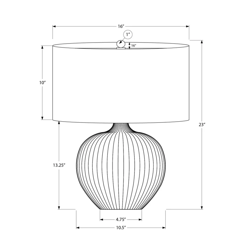 Monarch Specialties - Luminaire - 23 po H Lampe De Table - Céramique Noire - Abat-Jour Noir - Contemporain
