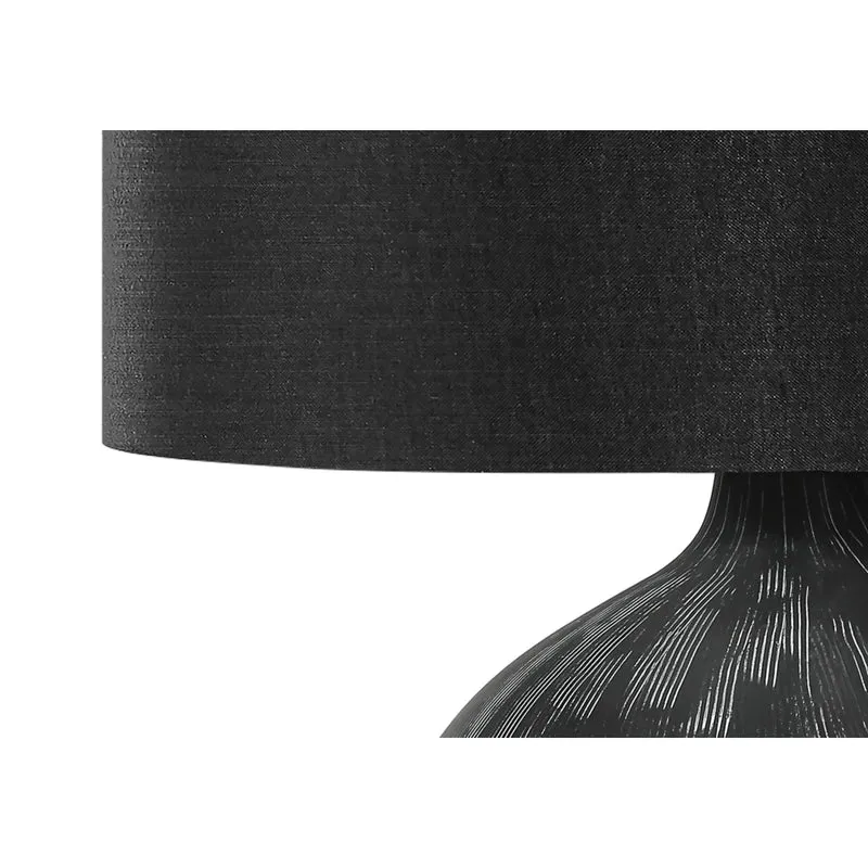 Monarch Specialties - Luminaire - 23 po H Lampe De Table - Céramique Noire - Abat-Jour Noir - Contemporain
