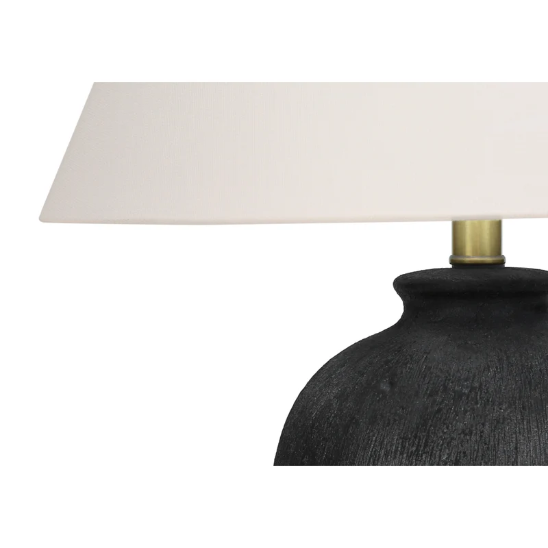 Monarch Specialties - Luminaire - 24 po H Lampe De Table - Céramique Noire - Abat-Jour Ivoire / Crème - Moderne