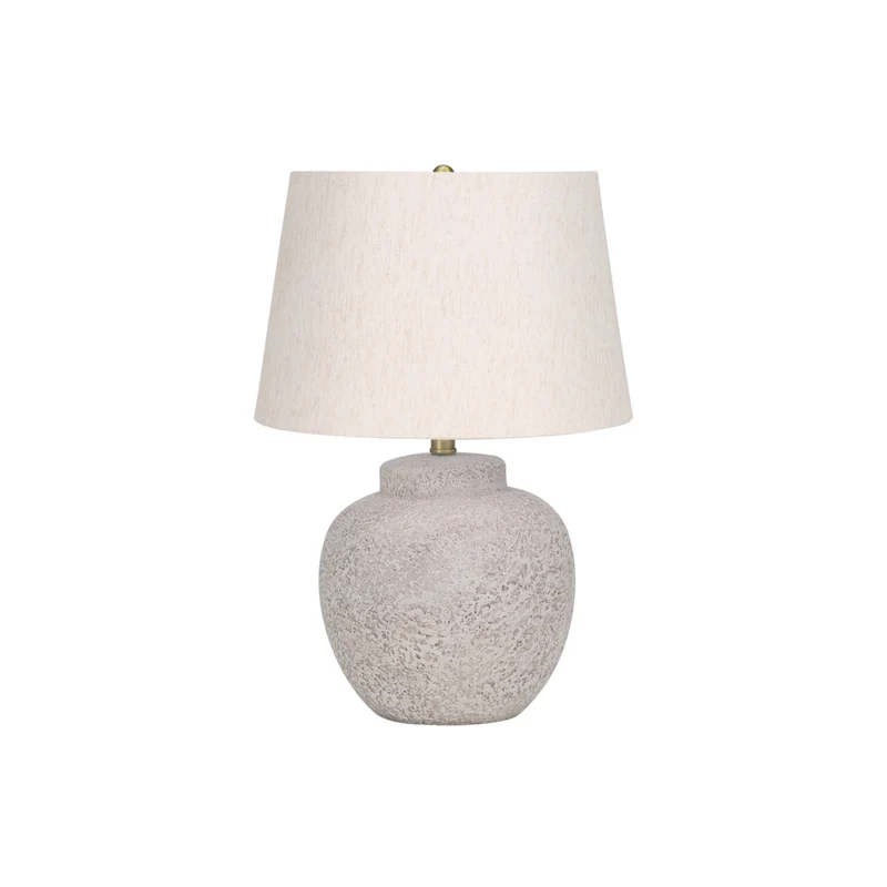 Monarch Specialties - Luminaire - 22 po H Lampe De Table - Béton Crème - Abat-Jour Ivoire / Crème - Moderne