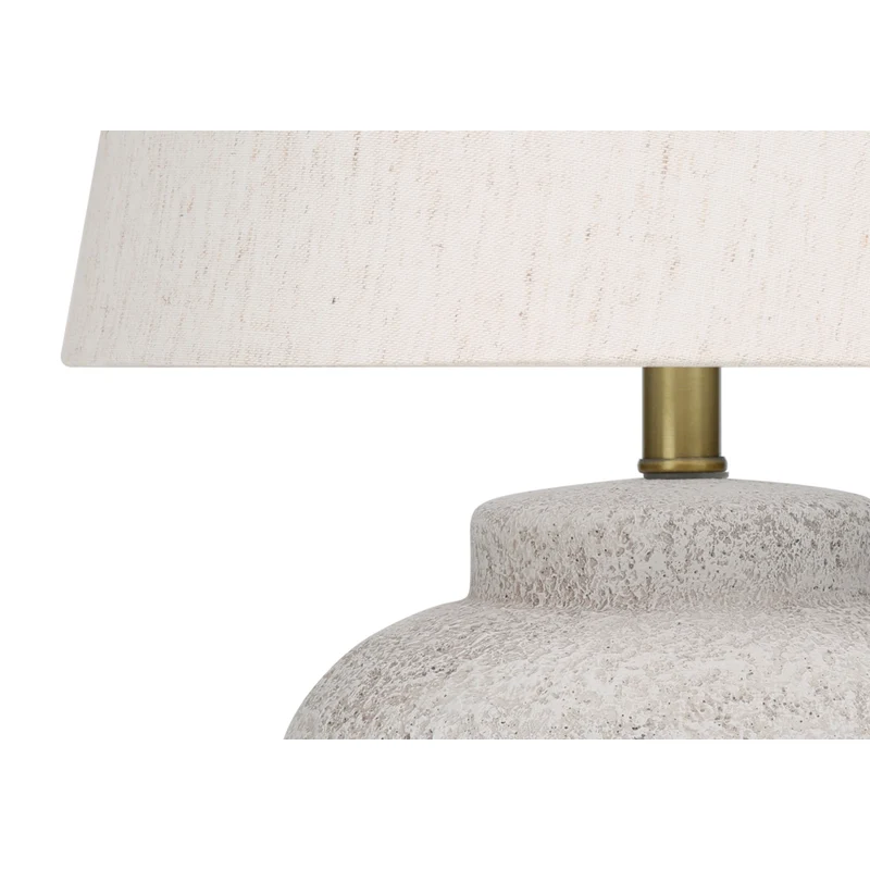 Monarch Specialties - Luminaire - 22 po H Lampe De Table - Béton Crème - Abat-Jour Ivoire / Crème - Moderne