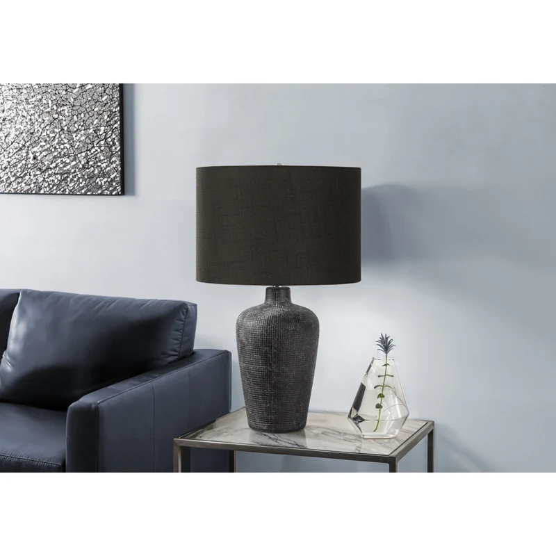 Monarch Specialties - Luminaire - 24 po H Lampe De Table - Céramique Noire - Abat-Jour Noir - Contemporain