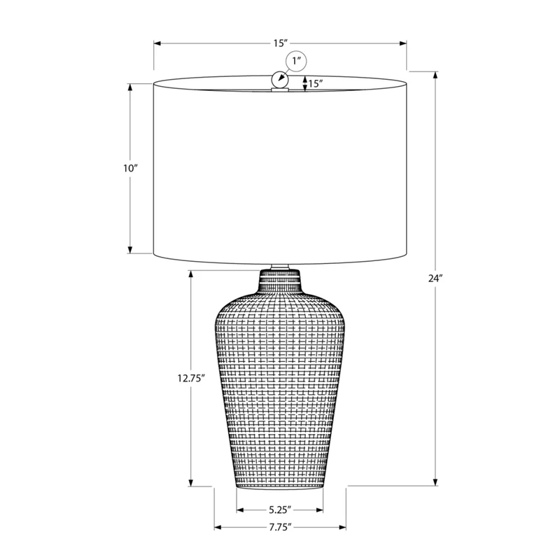 Monarch Specialties - Luminaire - 24 po H Lampe De Table - Céramique Noire - Abat-Jour Noir - Contemporain