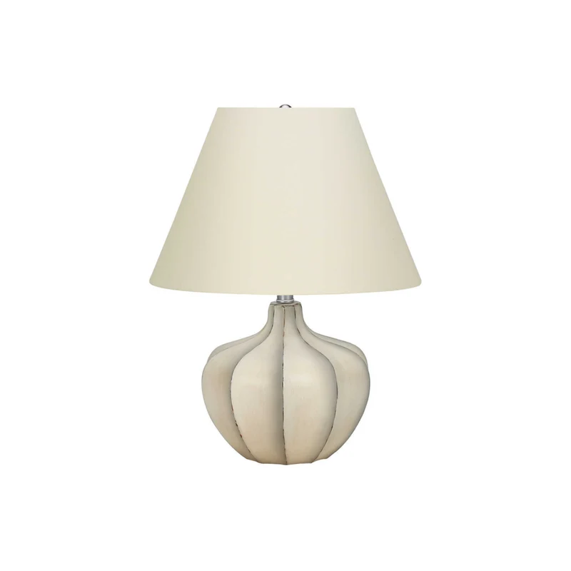 Monarch Specialties 21" H Transitional Table Lamp - Cream Resin / Ivory / Cream Shade