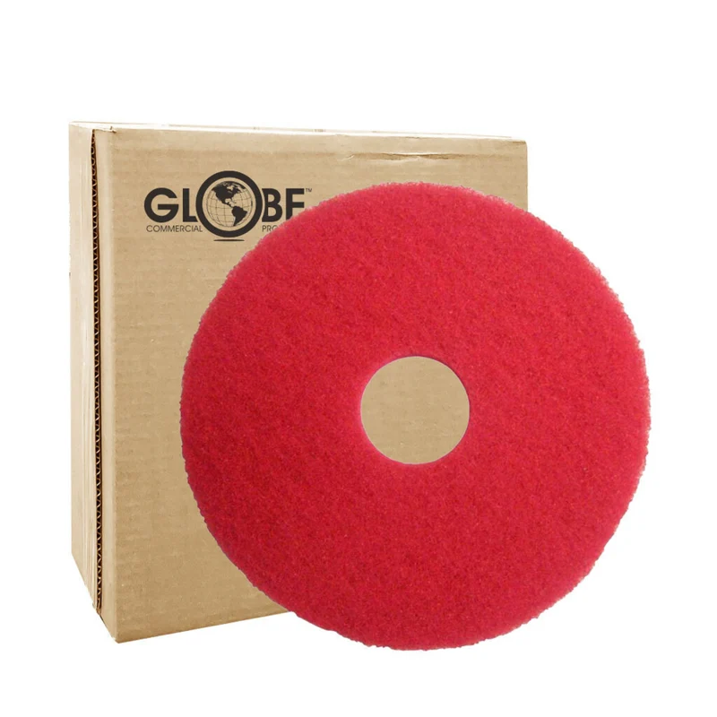 Globe Commercial Buffing Floor Pad - 17" Dia. - Red