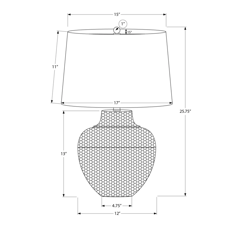 Monarch Specialties - Luminaire - 26 po H Lampe De Table - Métal Noir - Abat-Jour Ivoire / Crème - Transitionnel