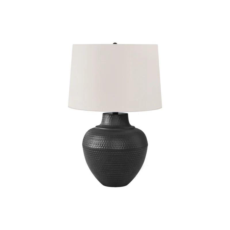 Monarch Specialties 26" H Transitional Table Lamp - Black Metal / Ivory / Cream Shade