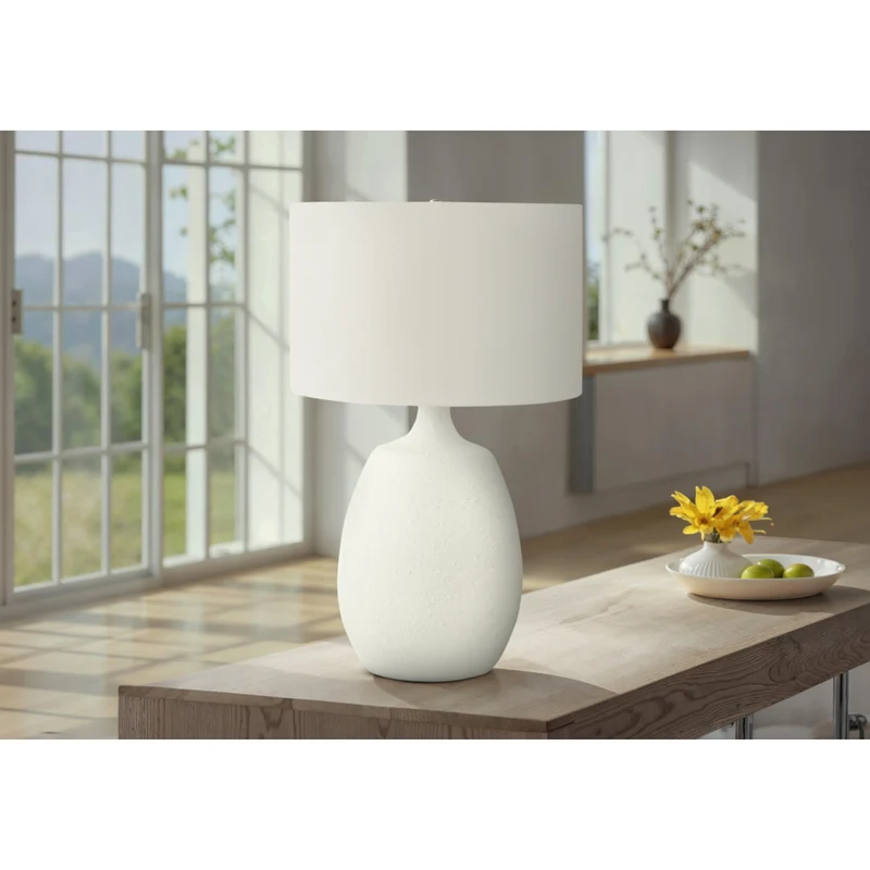 Monarch Specialties 26" H Contemporary Table Lamp - Ivory / Cream Shade / Cream Resin