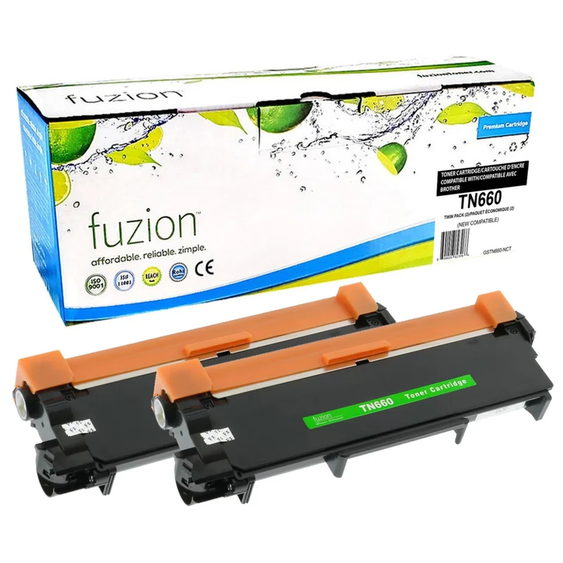 fuzion Brother TN660 Compatible Toner - Twin Pack - High Yield - Black