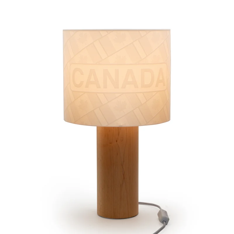 Decent Living - Lampe de table en bois d'érable - Drapeau canadien avec le Canada