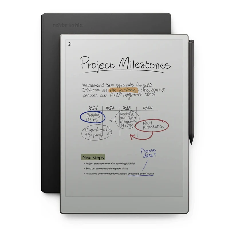 reMarkable - Pack tablette Paper Pro avec Marker Plus et étui portefeuille en cuir premium - Noir