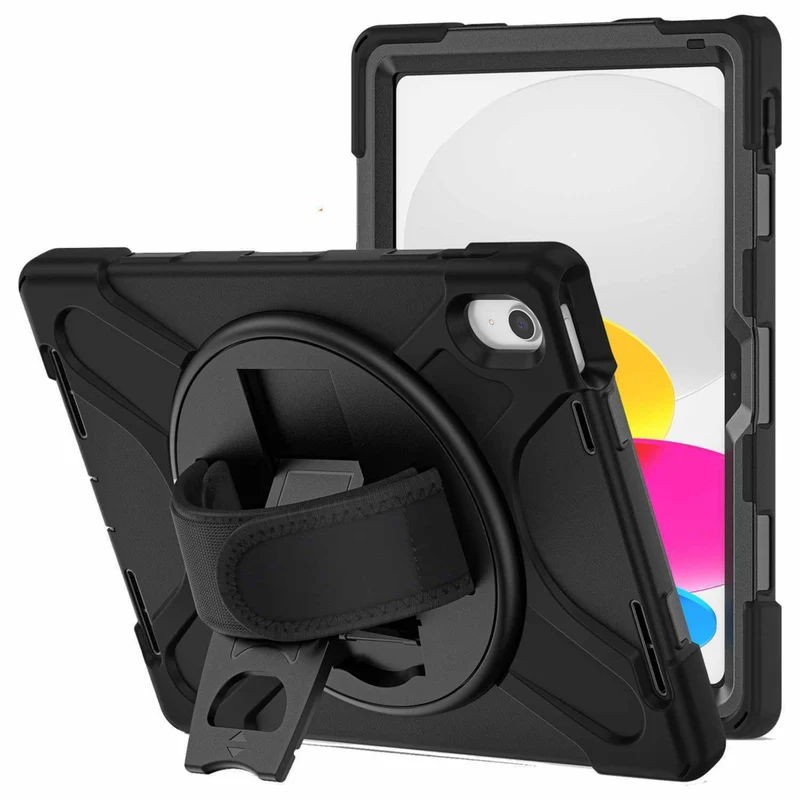 Bulk Packaging Heavy Duty Case with Kickstand Built-in Screen Protector for iPad 10.9" 2022 10th Gen - Black