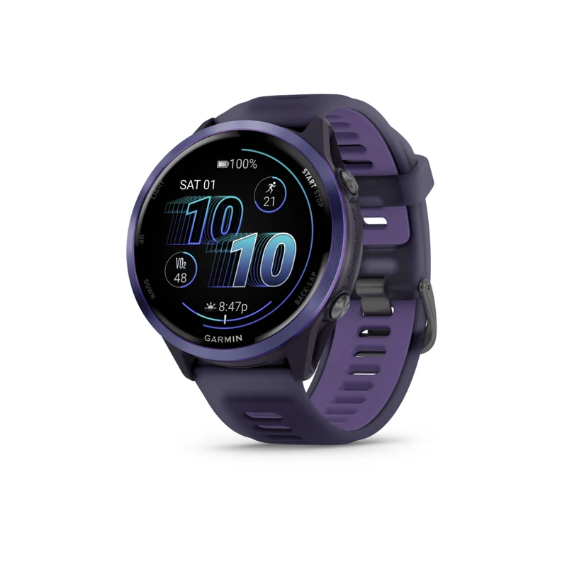 Garmin Forerunner 570 Smartwatch - 47mm - Indigo Aluminum with Translucent Imperial Purple/Indigo Band