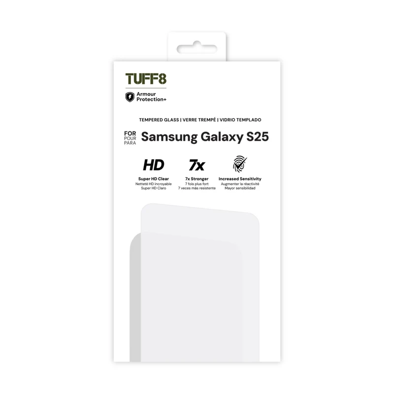 TUFF8 - Samsung Galaxy S25 - 9H-Rated Verre Trempé
