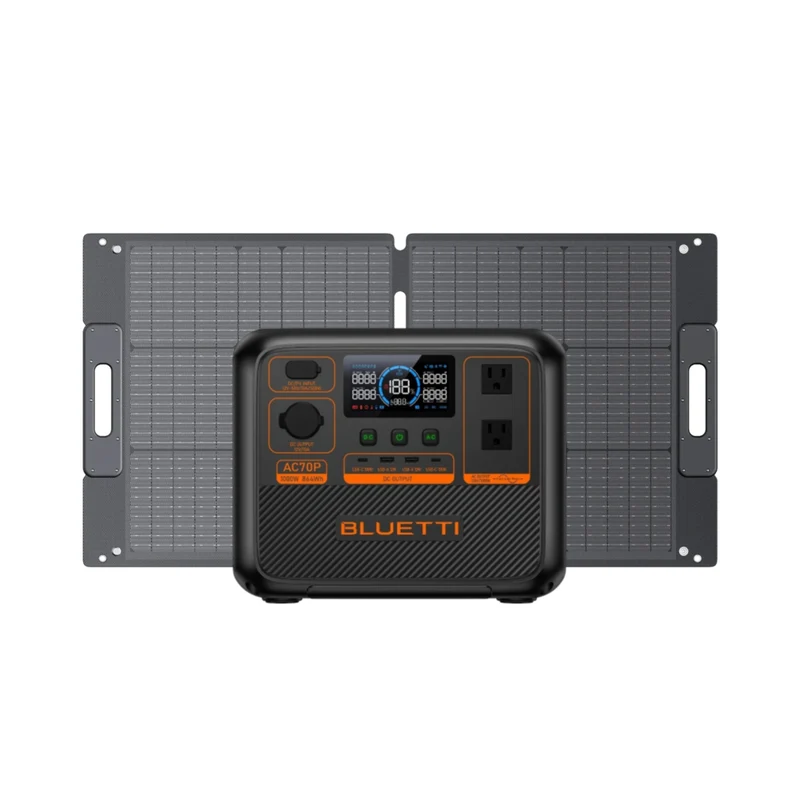 Bluetti Premium AC70P 864Wh Portable Power Station and SP100L Solar Panel