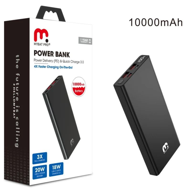 MyBat - Batterie externe Pro 10 000 mAh 20 W - Noir