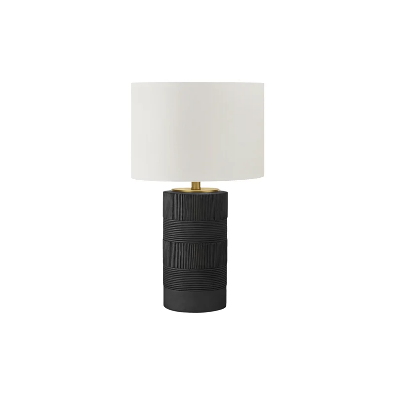 Monarch Specialties - Luminaire - 24 po H Lampe De Table - Résine Noire - Abat-Jour Ivoire / Crème - Contemporain