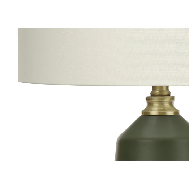 Monarch Specialties 26" H Contemporary Table Lamp - Green Ceramic / Ivory / Cream Shade