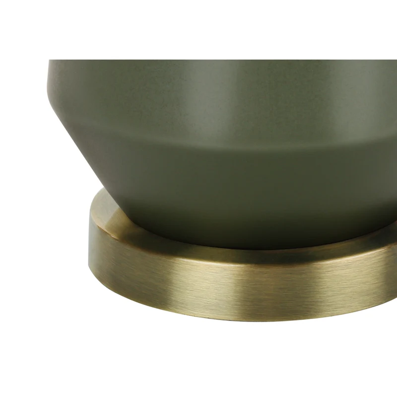 Monarch Specialties 26" H Contemporary Table Lamp - Green Ceramic / Ivory / Cream Shade