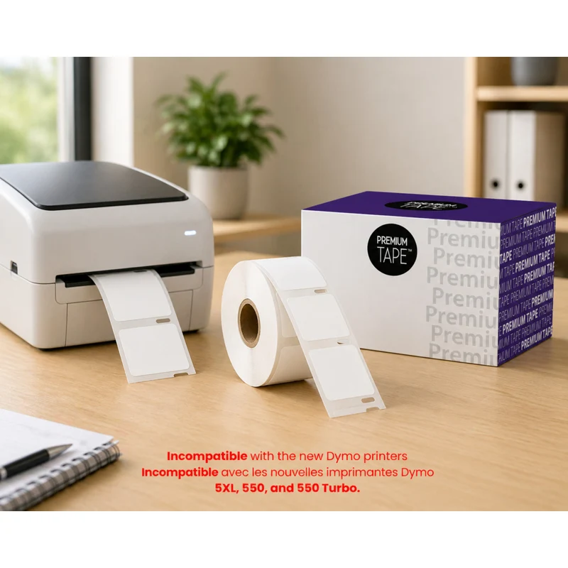 Premium Tape - Dymo Étiquettes de retour 30330 - 3/4 po x 2 po - Noir sur Blanc - Paquet de 500
