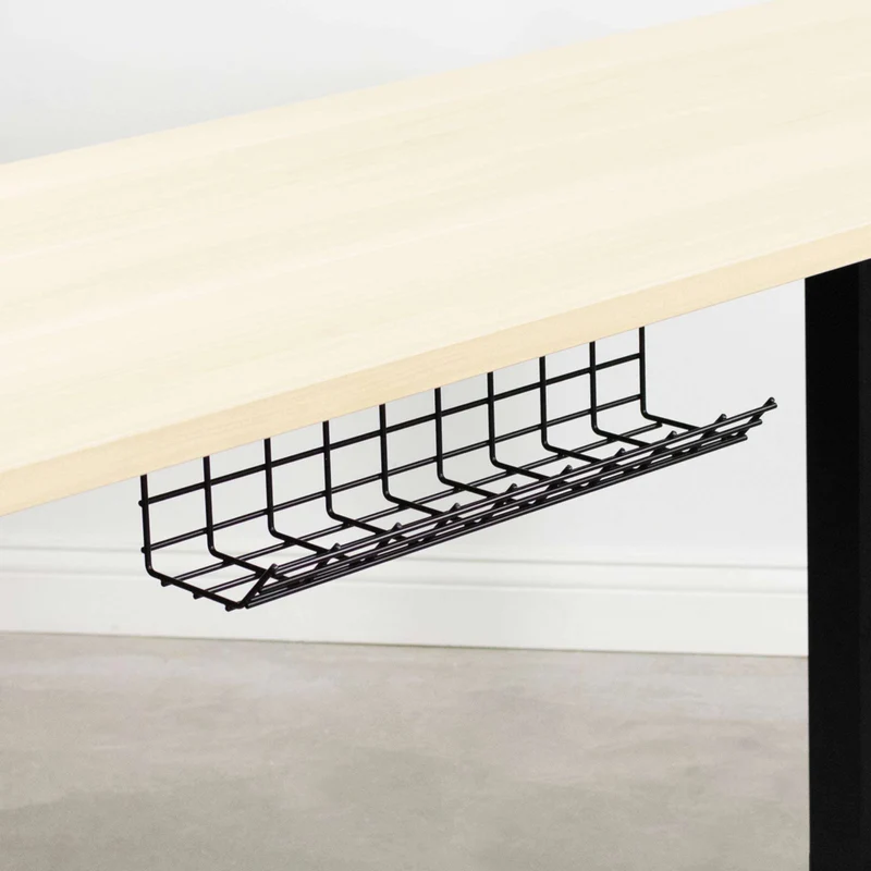 ShoppingAll - Organiseur de gestion de câbles sous le bureau - Plateau de câbles en métal robuste - Noir - Paquet de 2