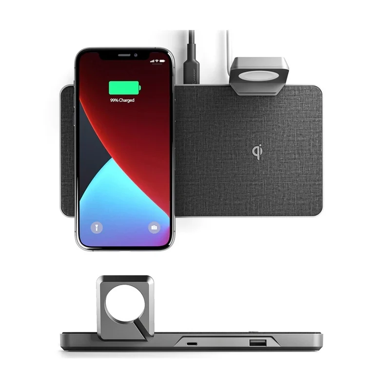 ALOGIC - Station de charge sans fil 3-en-1 Ultra Power pour iPhone et AirPods avec support de chargeur pour Apple Watch