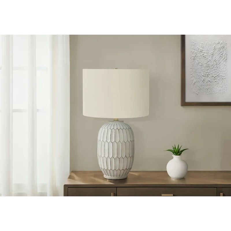 Monarch Specialties - Luminaire - 24 po H Lampe De Table - Résine Crème - Abat-Jour Ivoire / Crème - Transitionnel