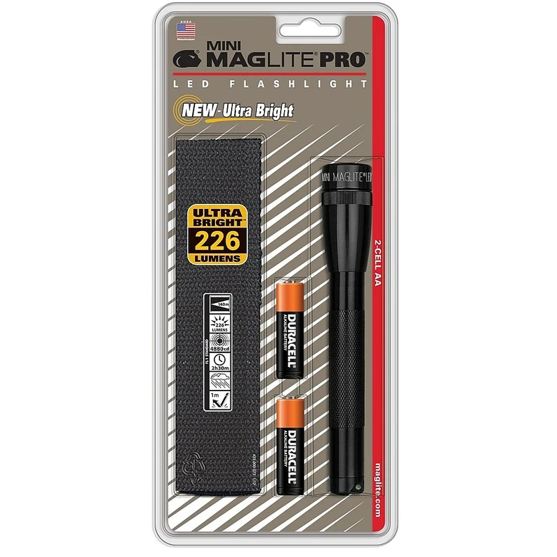 Maglite Mini LED 2-Cell AA PRO Flashlight, Black (SP2P01H)